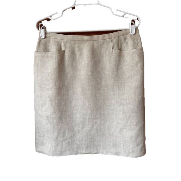 Talbots Dresses & Skirts - Talbots Womens 100% Irish Linen Beige Fully Lined Pencil Skirt Front Pockets 14P